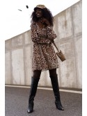 Rochie animal print bej deschis atrăgătoare 9325 - Magazin online - Boutique